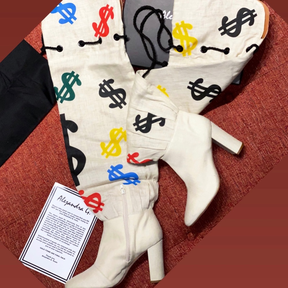 Like New Over The Knee Custom Linen Boots